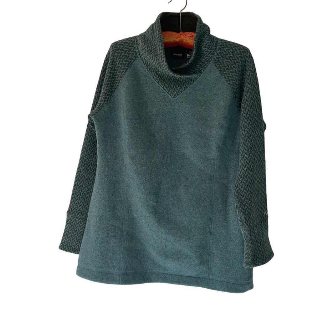 Marmot Womens Sweater Size Medium Green Ski Knit Mock Neck Athletic Wool